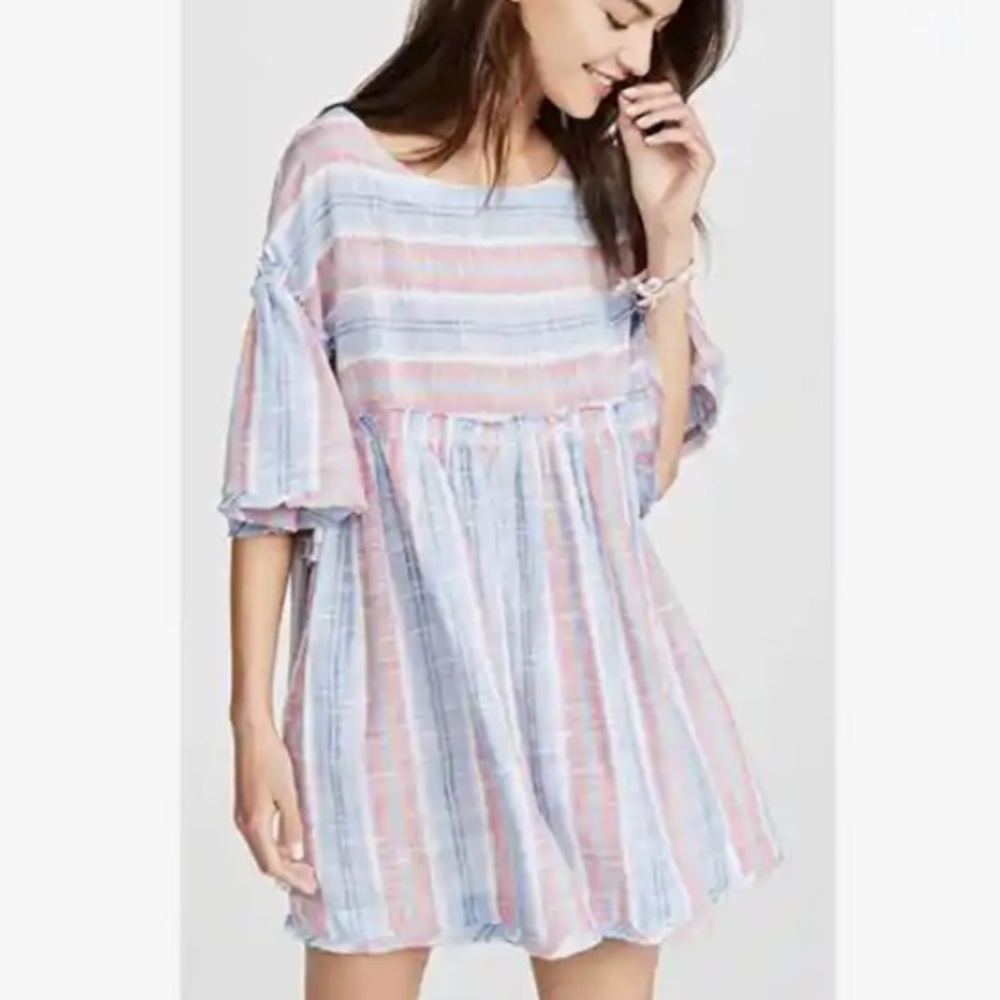 Free People Boho Striped Fringe Dress